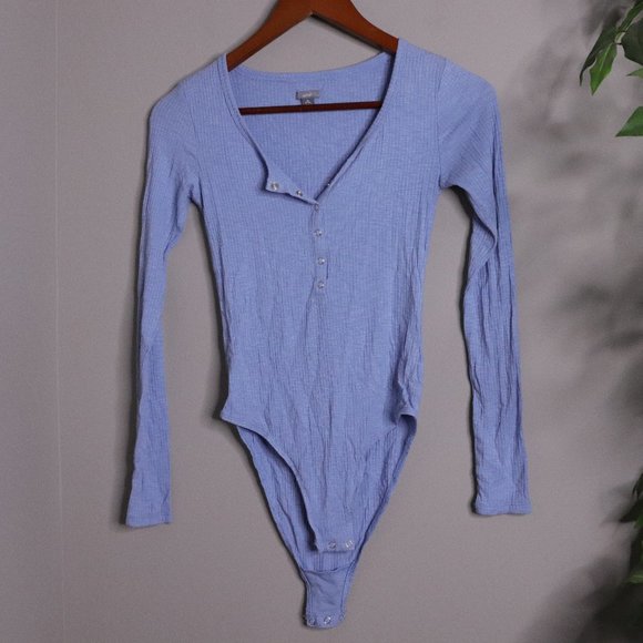 aerie Tops - Aerie | Button Up Ribbed Knit Bodysuit